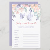 Roze Paarse vlindervlinder Word Scramble Game (Voorkant / Achterkant)