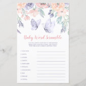 Roze Paarse vlindervlinder Word Scramble Game (Voorkant)