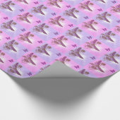 Roze Paarse vlindervloerpapier Cadeaupapier (Hoek)