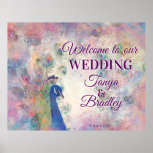 Roze paarse vredesachtergrond welkom in onze poster