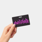Roze Paarse Vuur Vlammen Vlam Omtrek Badge (Handheld)