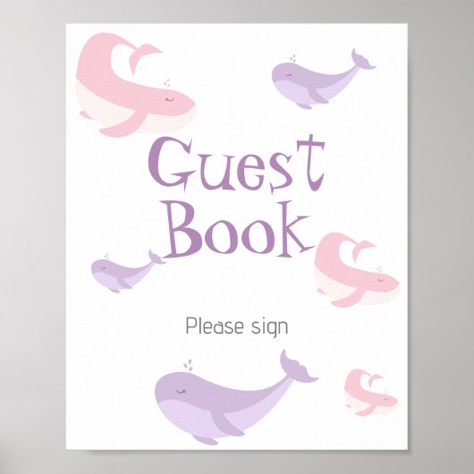 Roze Paarse Walvis Guestbook Poster (Voorkant)