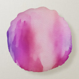 Roze & Paarse Water Kleur Positieve Ruimte Rond Kussen