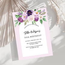 Roze paarse waterkleurige bloemen verjaardag