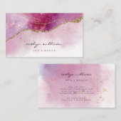 roze paarse waterverf agate visitekaartje (Voorkant / Achterkant)