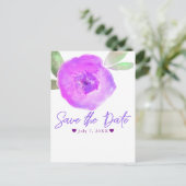 Roze Paarse Waterverf Bloem sparen de Datum Aankondigingskaart (Staand voorkant)