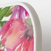 Roze Paarse Waterverf bloemen bladeren monogram Pickleball Paddle (Links Detail)