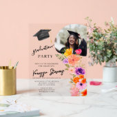 Roze & Paarse Waterverf Bloemen Foto Afstuderen Acryl Bord (Huwelijk)