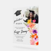 Roze & Paarse Waterverf Bloemen Foto Afstuderen Acryl Bord (Hoek)