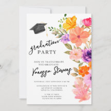 Roze & Paarse Waterverf Bloemen Foto Afstuderen