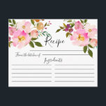 Roze & Paarse Waterverf Bloemen Recept Kaart<br><div class="desc">roze & paarse Bloemen Recept Kaart. Voorkant van de kaart heeft ruimte voor de titel van het recept,  uit de keuken van & ingrediënten. De achterkant heeft een lijn voor de routebeschrijving. Bijpassende uitnodigingen zijn beschikbaar in onze shop</div>