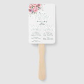 Roze Paarse Waterverf Bloemen Trouwprogramma Handwaaier (Achterkant)