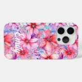 Roze Paarse Waterverf Bloemige Gepersonaliseerde N Case-Mate iPhone Case (Achterkant (horizontaal))