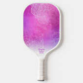 Roze Paarse Waterverf Boho Chic aangepaste tekst Pickleball Paddle (Achterkant)