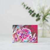 Roze & Paarse Waterverf Dahlia Schattigee Bloemens Visitekaartje (Staand voorkant)