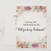 Roze Paarse Waterverf Floral Bridesmaid Kaart (Voorkant / Achterkant)