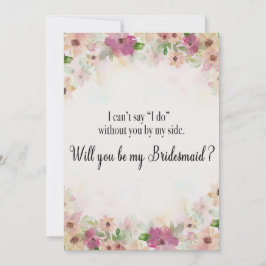 Roze Paarse Waterverf Floral Bridesmaid Kaart
