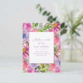Roze Paarse Waterverf Floral Briefkaart (Staand voorkant)