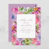 Roze Paarse Waterverf Floral Briefkaart (Voorkant / Achterkant)