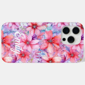 Roze Paarse Waterverf Floral Gepersonaliseerde naa Case-Mate iPhone Case (Achterkant (horizontaal))