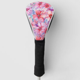 Roze Paarse Waterverf Floral Gepersonaliseerde naa Golfheadcover