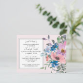 Roze Paarse Waterverf Floral Gradual Party Briefkaart (Staand voorkant)