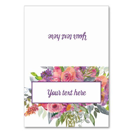 Roze Paarse Waterverf Floral Kaart (Voorkant)