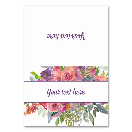 Roze Paarse Waterverf Floral Kaart (Voorkant)