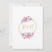 Roze Paarse Waterverf Floral Lijst bruiloft Save The Date (Achterkant)