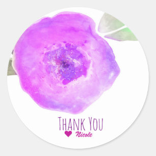 Roze Paarse Waterverf Flower Party Favor Ronde Sticker