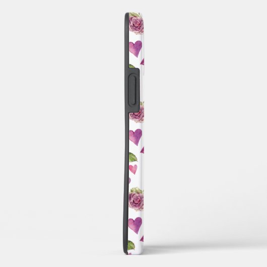 Roze Paarse Waterverf Flowers Hearts Case-Mate iPhone Case (Achterkant / Rechts)
