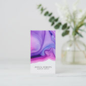 Roze Paarse Waterverf Geode Makeup Artist Visitekaartje (Staand voorkant)