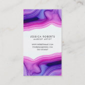 Roze Paarse Waterverf Geode Makeup Artist Visitekaartje (Achterkant)