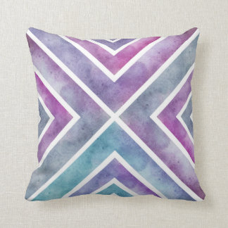 Roze Paarse Waterverf Geometric Chevron Print Kussen