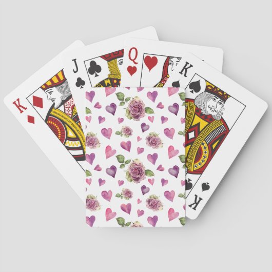 Roze Paarse Waterverf Het ontwerp van de Rozen van Pokerkaarten (Achterkant)