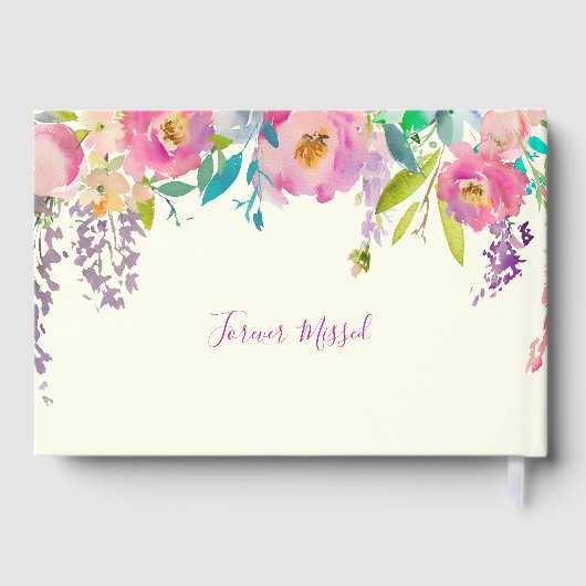 Roze Paarse Waterverf in het geheugen Gastenboek (Achterkant)