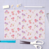 Roze Paarse Waterverf Kosmos Flowers Tissuepapier (Craft)