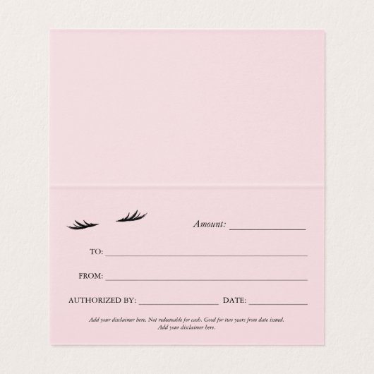 Roze & Paarse Waterverf Lashes Cadeaubon Kaart (Binnenkant ongevouwen)