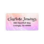 Roze Paarse Waterverf Ombre Hart Schattige Adres Etiket (Voorkant)