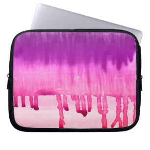 Roze Paarse Waterverf Ombre-ontwerp Laptop Sleeve