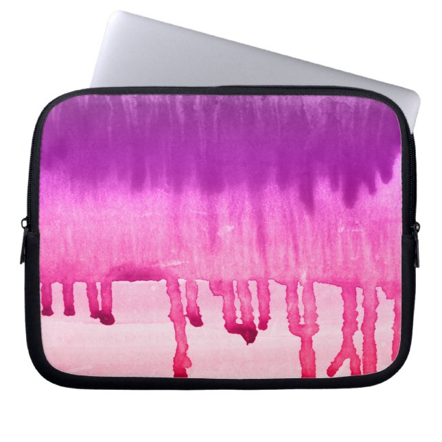 Roze Paarse Waterverf Ombre-ontwerp Laptop Sleeve (Voorkant)