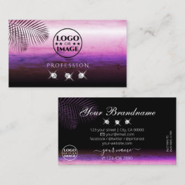 Roze Paarse Waterverf palmbladeren Juwelen voegen  Visitekaartje