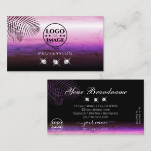 Roze Paarse Waterverf palmbladeren Juwelen voegen  Visitekaartje