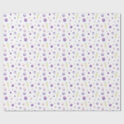  roze Paarse Waterverf petals en prosecco Cadeaupapier (Vlak)