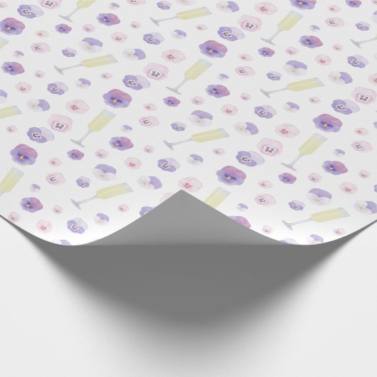  roze Paarse Waterverf petals en prosecco Cadeaupapier (Hoek)