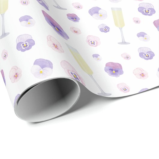 roze Paarse Waterverf petals en prosecco Cadeaupapier (Rol Hoek)