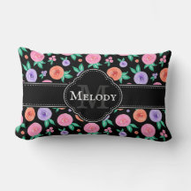 Roze / Paarse Waterverf Roos Patroon op zwart