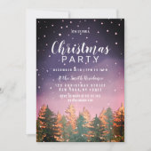 Roze Paarse Waterverf Sneeuwbomen Kerstfeest Kaart (Voorkant)