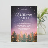 Roze Paarse Waterverf Sneeuwbomen Kerstfeest Kaart (Staand voorkant)