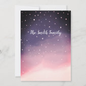 Roze Paarse Waterverf Sneeuwbomen Kerstfeest Kaart (Achterkant)